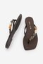 Women's Blunt Toe Colorful Stone Flip-Flops Daily Slippers Zeyan Brown Satin - 9