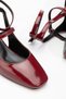 Zri̇n-003 Premium Burgundy Patent Leather Daily 4 cm Mary Jane Heeled Shoes - 6
