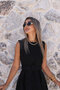 Black Stone Belted Halter Flared Dress - 2