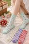 4 Pairs Women's Colorful Bamboo Heart Strawberry Patterned Socks Set - 2