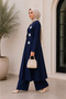 - Navy Blossom Tie Front Modest Co-ord Set - 3