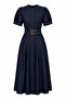 Double Gold Buckle Belted Denim Dress