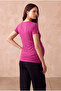 Pregnant and Maternity Women's Fuchsia Viscose Double-Breasted V-Neck Long Sleeve Inner Undershirt Detailed Breastfeeding Function Blouse Emma - 5