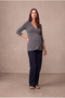 Maternity Maternity Gray Viscose V-Neck 3/4 Sleeve Buttoned Side Tie Breastfeeding Blouse Sierra - 4