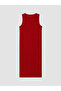 Lcw Comfort Red Crew Neck Gathered Textured Dress - 3