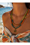 Bohemian Layered Women's Necklace with Natural Stone Sun and Moon Medallion - 2