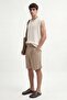 Beige Embroidered Sleeveless T-Shirt - 3