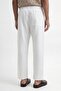 White Linen Look Elastic Waist Trousers - 2
