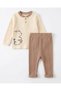 100% Cotton 0-3-6-9-12 Months Baby Boy Teddy Bear Embroidered Thin Seasonal 2-Piece Baby Set - 2