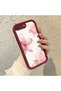 iPhone 7 Plus Compatible Case Camera Protector Burgundy Silicone Couple Phone Case Floral Pattern - 3
