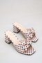 Women's Beige Polka Dot Ribbon Thick Heeled Daily Slippers - 3