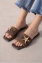 Tropea Brown Knitwear Women's Slippers with Gold Starfish Accessories - 2