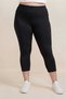 Women's 3-Piece Black Plus Size Cotton Lycra Below Knee Capri Leggings |   High Waist No-Show Flexible Daily Leggings - 3