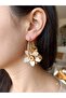 Handmade Glass Flower Hoop Steel Earrings - 3
