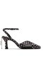 Si̇ena Women's Black Polka Dot 7.5 cm Heeled Shoes with Pointed Toe and Ankle Strap - 2