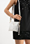 Silver Women's Faux Leather Stitched Adjustable Crossbody and Hand Strap Portfolio, Clutch Bag - 2