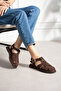 Sofi̇a Suede Women's Sandals with Adjustable Ankle Clasp Detail - 6