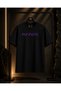 Unisex Purple Infinite and Back Lotus Printed 100% Cotton Oversize Crew Neck Short Sleeve T-Shirt Black