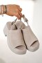 Cibuti Women's Genuine Suede Leather Heeled Sandals Stone - 4