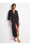 Women's Combed Cotton Long Dressing Gown – Lace Detailed Belted Comfortable Nightgown Top Home Wear - 5