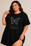 Women's Plus Size Butterfly Print Cotton Single Jersey T-Shirt Dress – Relaxed Fit Casual Home Dress - 3
