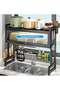 Dish Rack Organizer Stainless Steel with Doors Over Sink Dish Drying Rack Storage Rack Kitchen Dish Drainer Nonslip Kitchen Multipurpose Rack Dust-Proof - 4