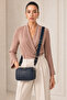 Women's Hand and Shoulder Bag with Double Zipper, Multi-Compartment, Cross Strap, Navy Blue