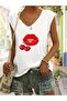 Women's Mix Printed V-Neck Sleeveless Regular Fit Comfortable T-Shirt