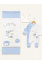 Baby Boy Teddy Bear Embroidered 4-Piece Blanket Romper Set (Romper + Blanket + Beanie + Booties)
