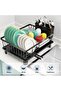 Dish Drying Rack, Space-Saving Dish Rack for Kitchen Counter, Stainless Steel Dish Rack with Cutlery Holder, Removable Dish Drainer, Drainboard and Adjustable Spout for Various Kitchenware,15x11x6.7'' - 7