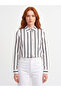 Women's Black and White Striped Regular Fit Shirt