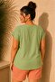 Women's Plus Size V-Neck Short Sleeve Aerobin Woven Blouse (Not Stretchy) - 5