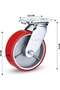 Polyurethane Silent Castor-Set of 4 Heavy Duty 2 Brakes + 2 Swivel Caster Wheels (Red, 4 Inch) - 4