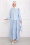 Belted Layered Dress Baby Blue - 4