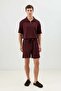Burgundy Men's Shorts with Elastic Waist - 5