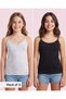 Senior Girls Light Grey Melange And Black Vest Set (Pack Of 2)