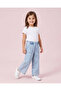 Girls Light Wash Scalloped Embroidered Trousers - 2
