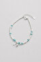 Women's Blue Beaded Fish and Figured Silver Color Bracelet - 6