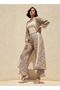 LONG OPEN KIMONO WITH CONTRAST GEOMETRIC BORD - 4