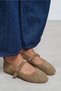 Titi Rome Beige Suede Studded Genuine Leather Buckle Detail Flat Sole Women's Ballerinas - 3