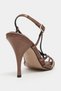 Eryu Brown Satin Open Toe Detailed Caged Women's Heeled Shoes - 4