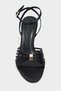 Zaria Black Satin Open Toe Detailed Caged Women's Heeled Sandals - 6