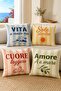 Spanish Texts Patterned 4-Piece Throw Pillow Cover Set