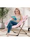 Comfy Saucer Chair, Soft Faux Fur Oversized Folding Accent Chair, Lazy Chair for Teens Adults, Metal Frame Moon Chair for Bedroom, Living Room, Dorm Rooms, X-Large, Blue - 6