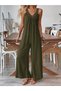 Women's Akılı V Lace Collar Wide Cut Detailed Viscose Jumpsuit - 2
