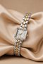 Cantien Women Wristwatch Dual Color Steel Band Square Case White Dial Quartz Analog Premium Wrist Watch Elegant Stylish Watch - 3