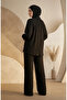 Bürümcük Fabric Ruffled Hijab Double Set 13250-06 Black - 6