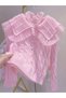 Hair Braided Pink Pearl Detailed Tulle Baby Collar Knitwear Women's Sweater