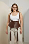 Plus Size Brown Women's Belt Corset Style Strap Tassel Detailed Leather - 3