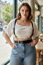 Plus Size Black Women's Belt Leather Harness Style Ring Detailed Body Accessory - 3